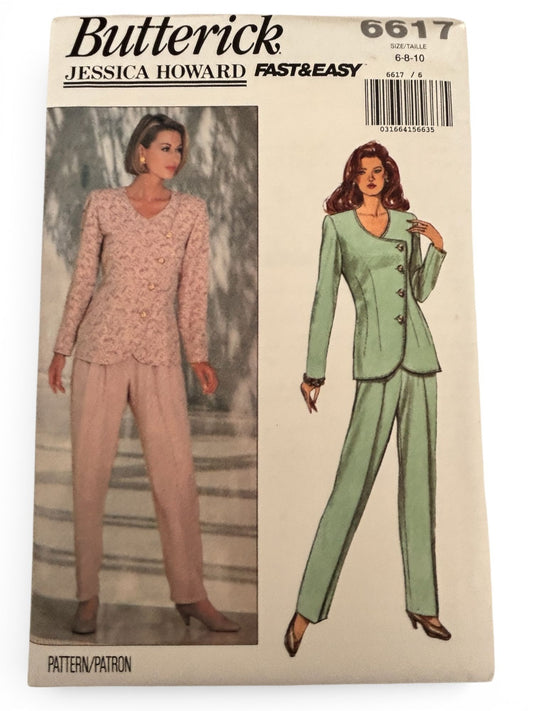 Butterick Sewing Pattern 6617 Jacket Pants Suit 90s Power Style 6 8 10 Easy UC