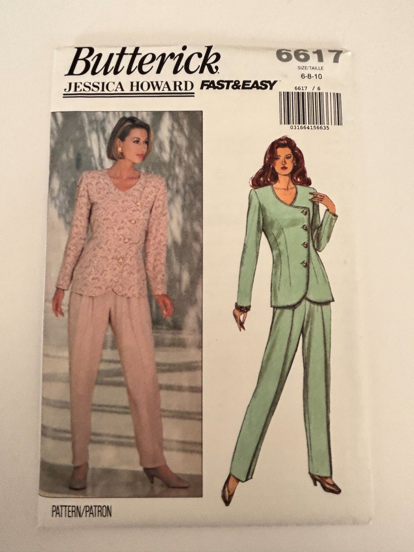 Butterick Sewing Pattern 6617 Jacket Pants Suit 90s Power Style 6 8 10 Easy UC