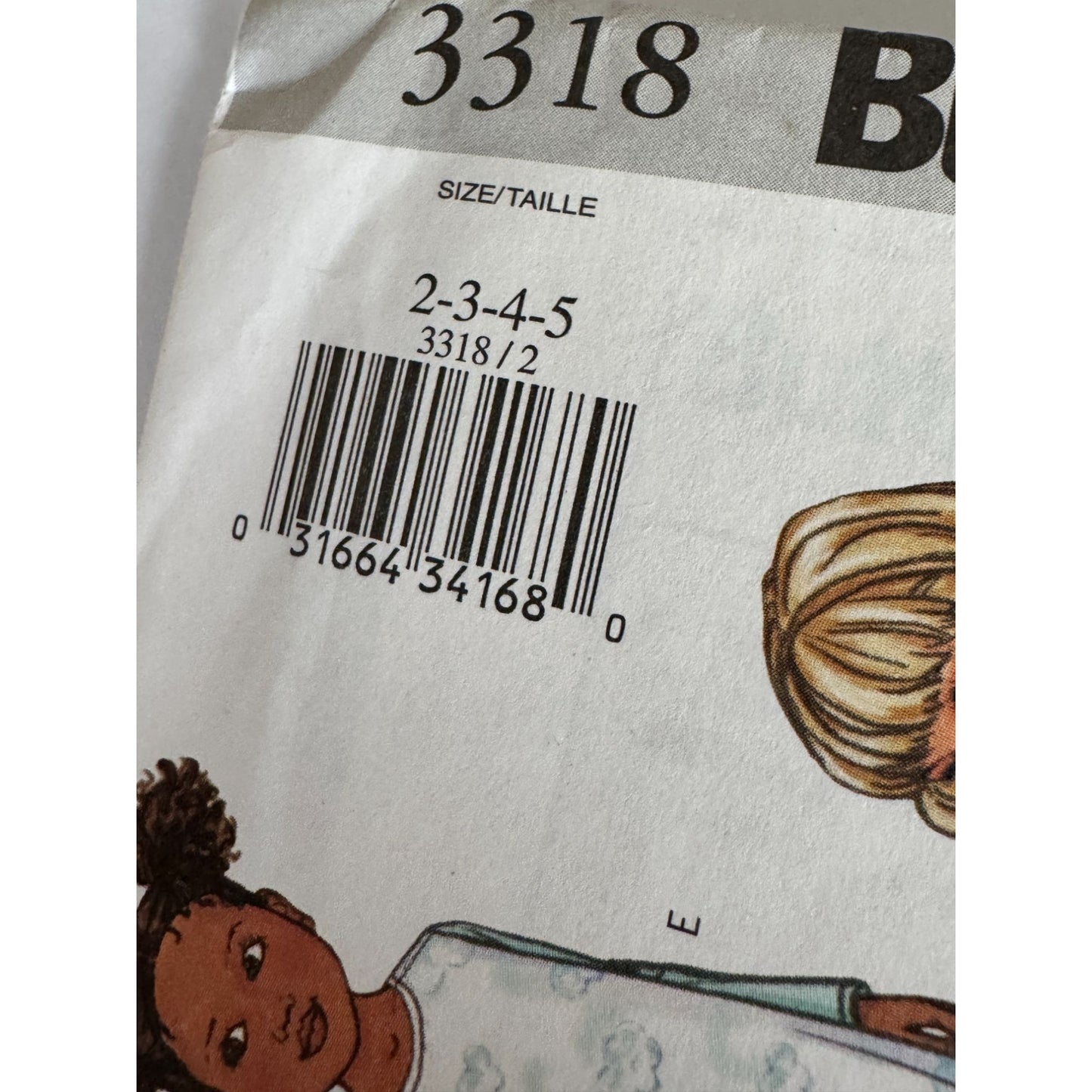 Uncut Butterick 3318 Toddler Girls Pajamas Sewing Pattern Size 2-5 Nightgown Pajama Set Kids Sleepwear