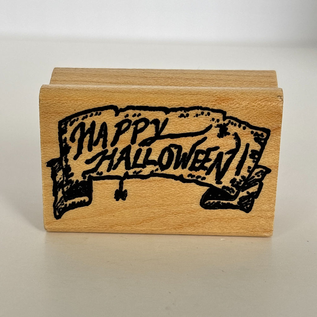 Hampton Art Rubber Stamp Happy Halloween Scroll Banner Spooky Card Making Words Greeting Small