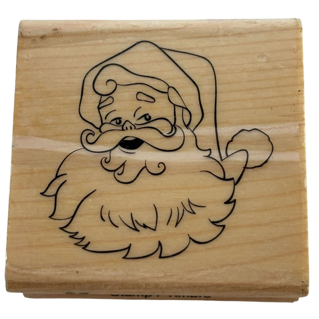 CraftSmart Wood Mounted Rubber Stamp Santa Face Christmas Card Making Holidays