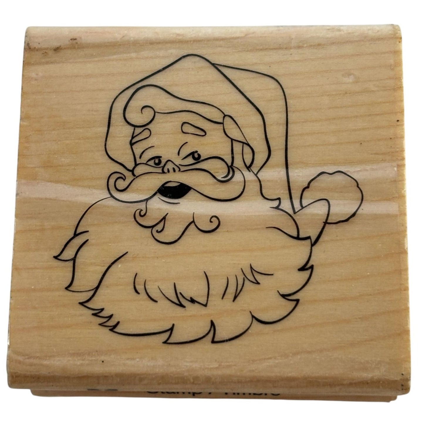 CraftSmart Wood Mounted Rubber Stamp Santa Face Christmas Card Making Holidays