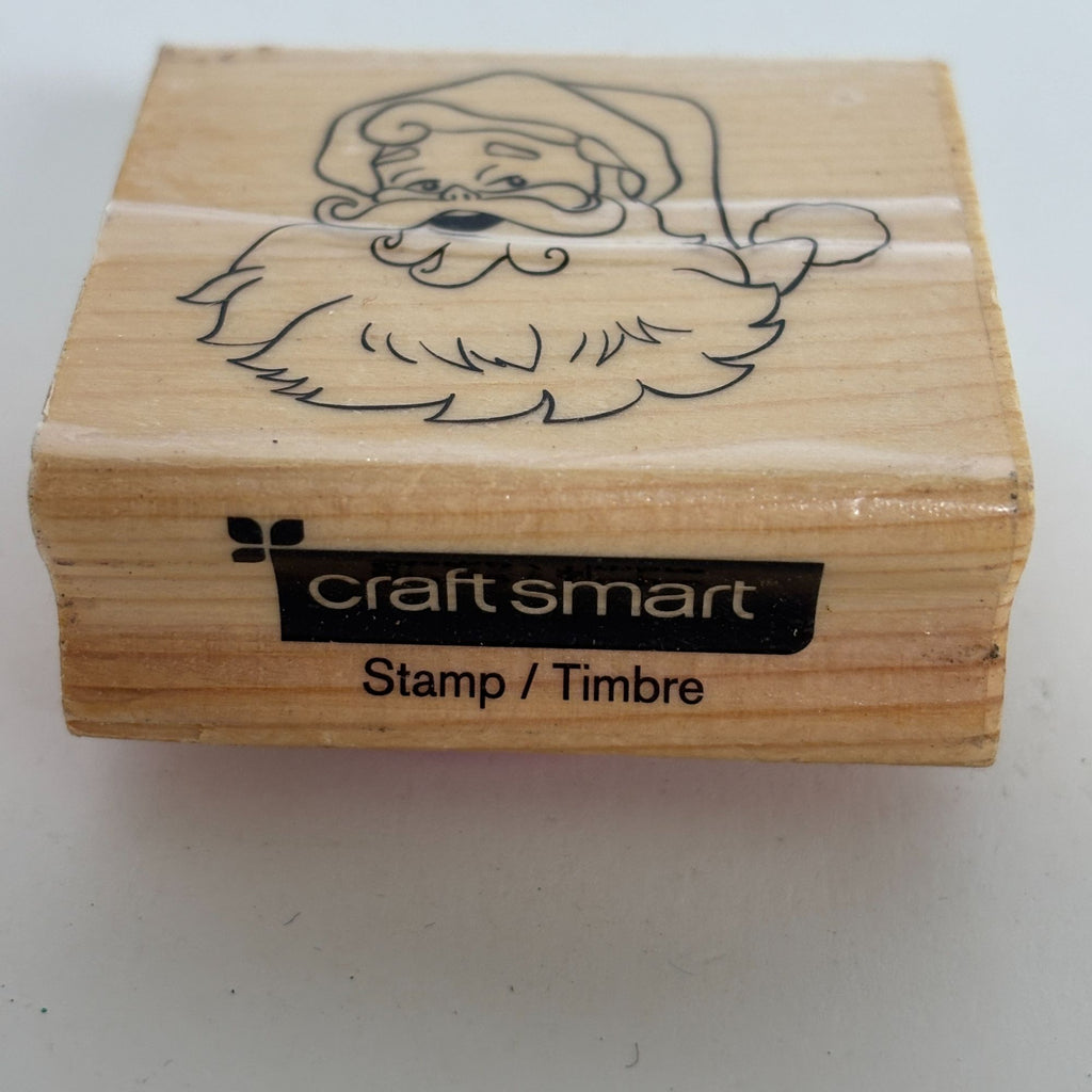 CraftSmart Wood Mounted Rubber Stamp Santa Face Christmas Card Making Holidays