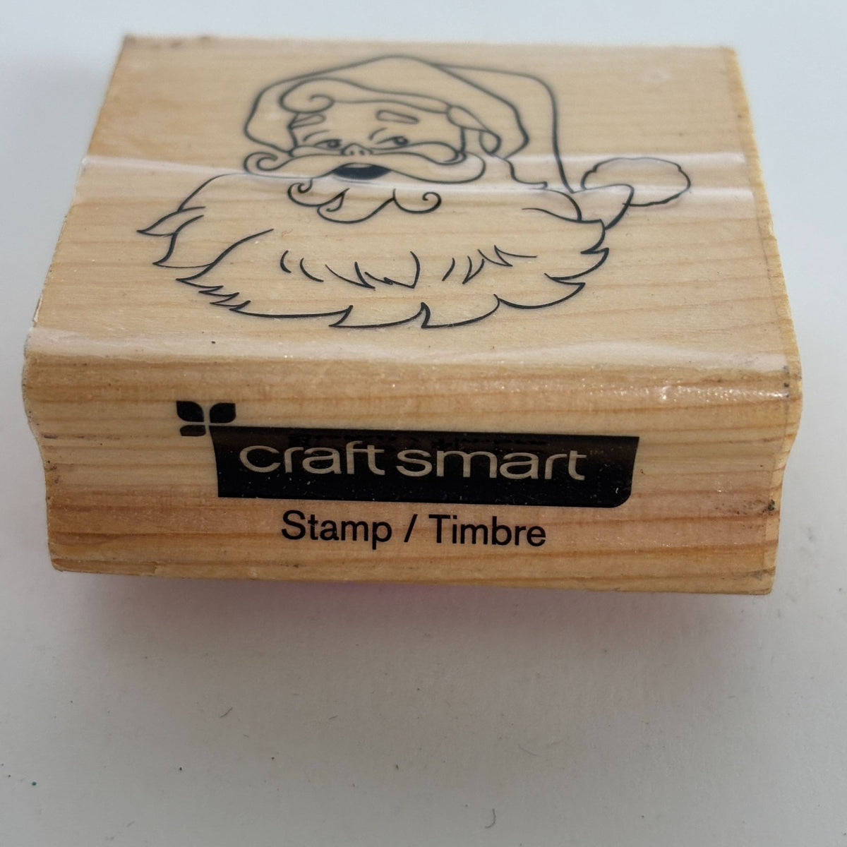 CraftSmart Wood Mounted Rubber Stamp Santa Face Christmas Card Making Holidays