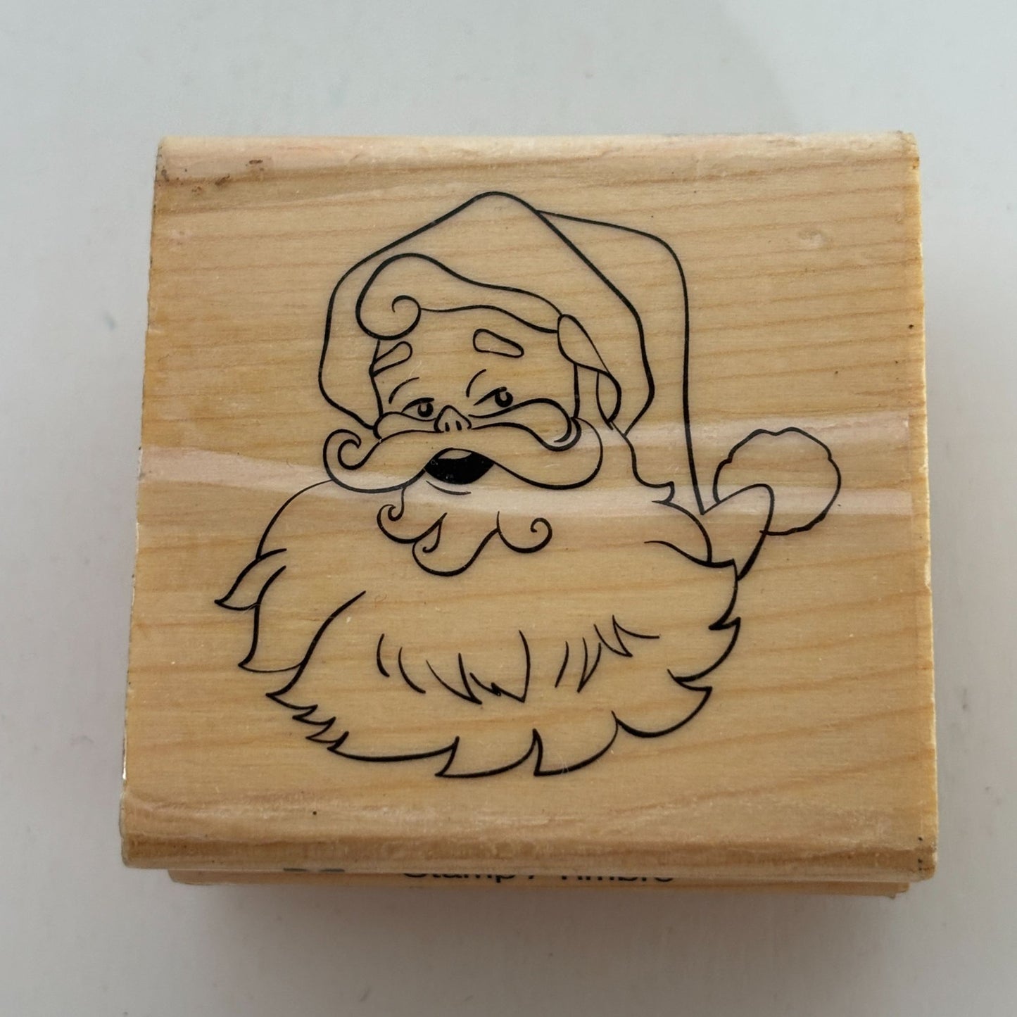 CraftSmart Wood Mounted Rubber Stamp Santa Face Christmas Card Making Holidays