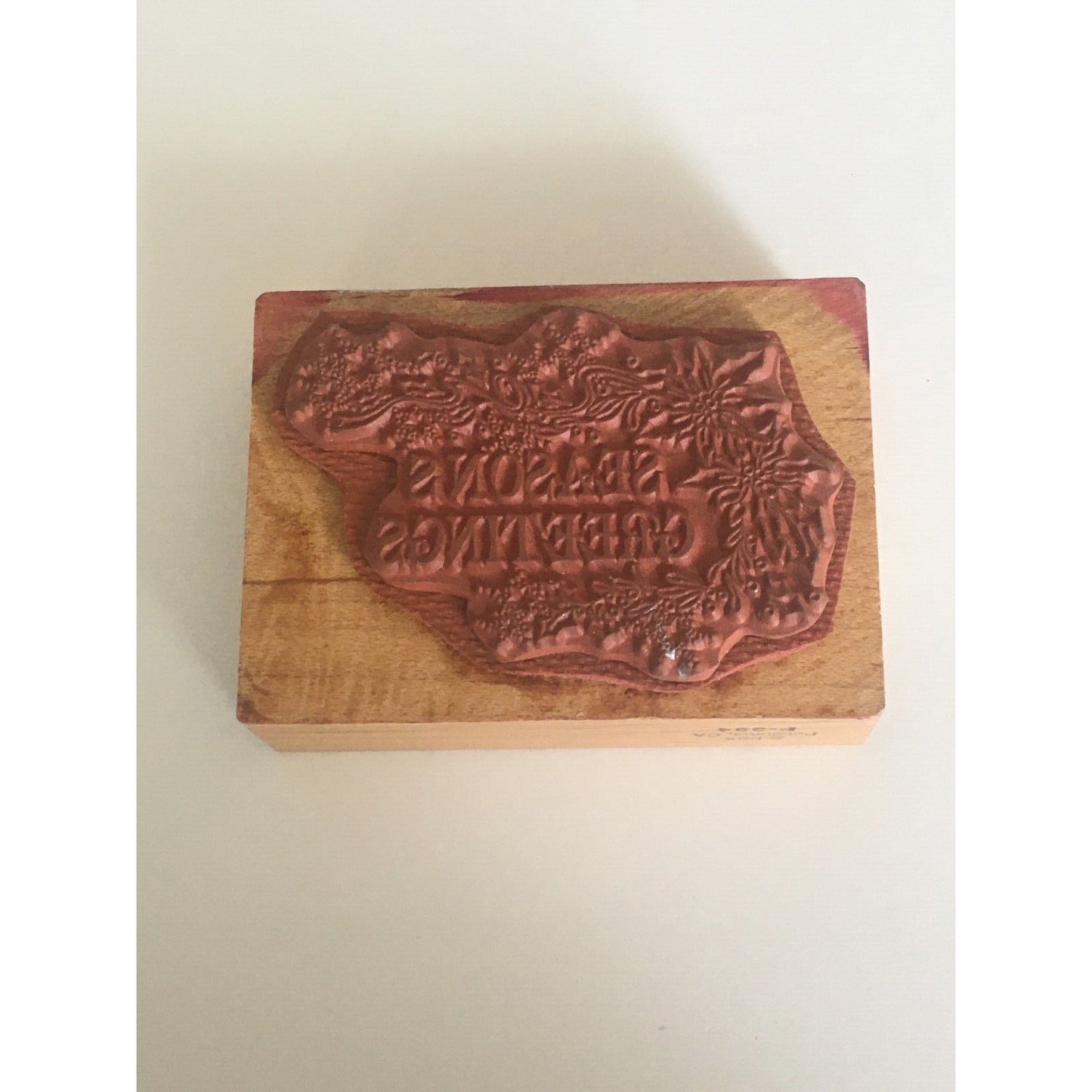 PSX Rubber Stamp Seasons Greetings Christmas Sentiment Corner F-394 Wood Mount