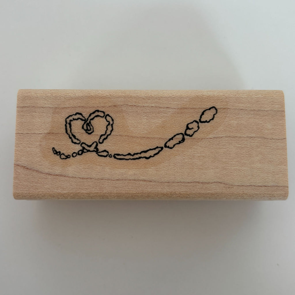 Stampin Up Wooden Rubber Stamp Heart Skywriting Airplane Message Love Clouds