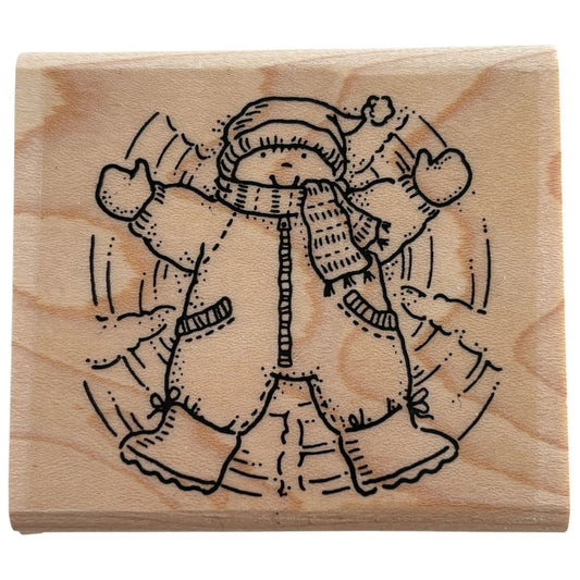 Stampin Up Rubber Stamp Snow Angel Winter Holidays Card Making Kid Snowsuit Fun
