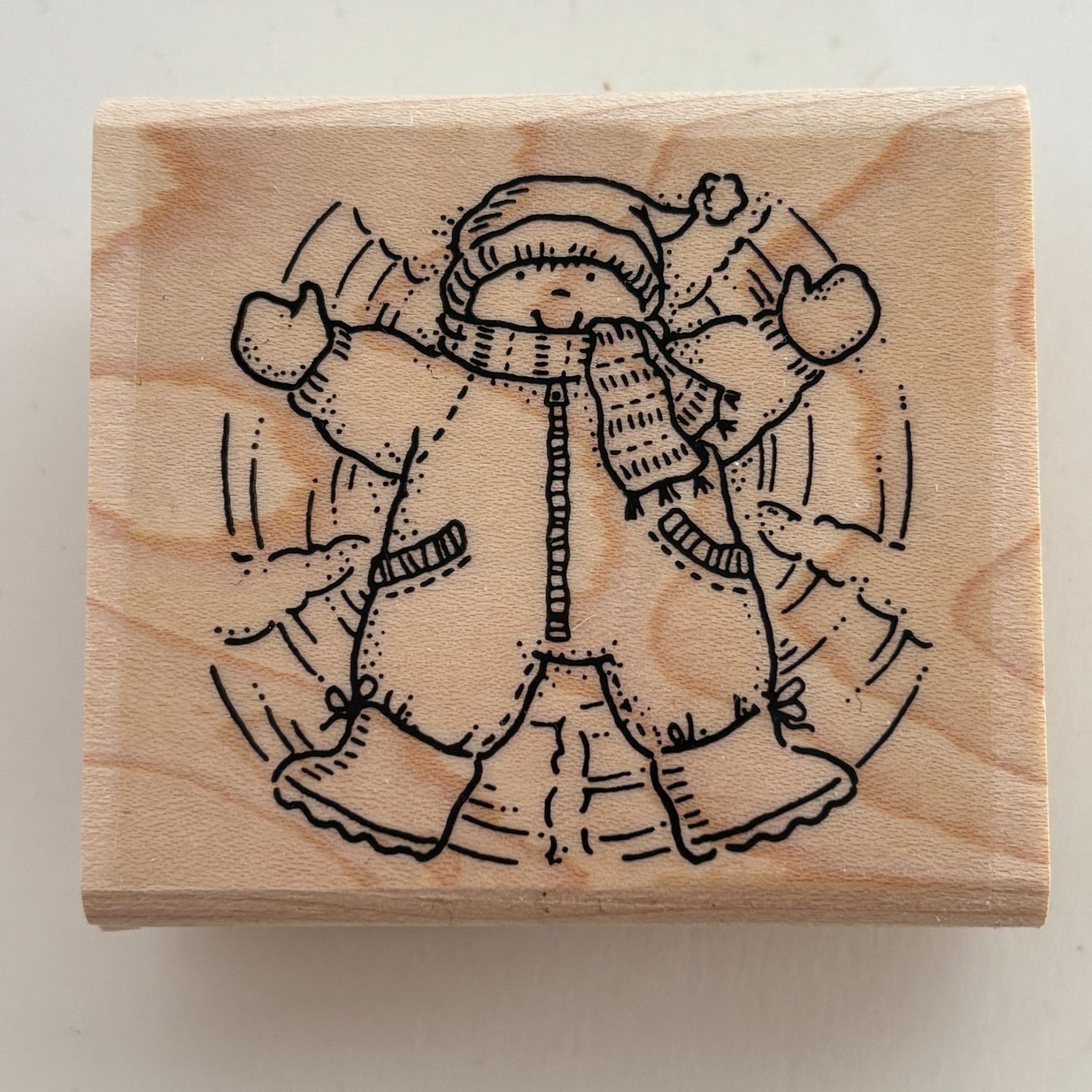 Stampin Up Rubber Stamp Snow Angel Winter Holidays Card Making Kid Snowsuit Fun
