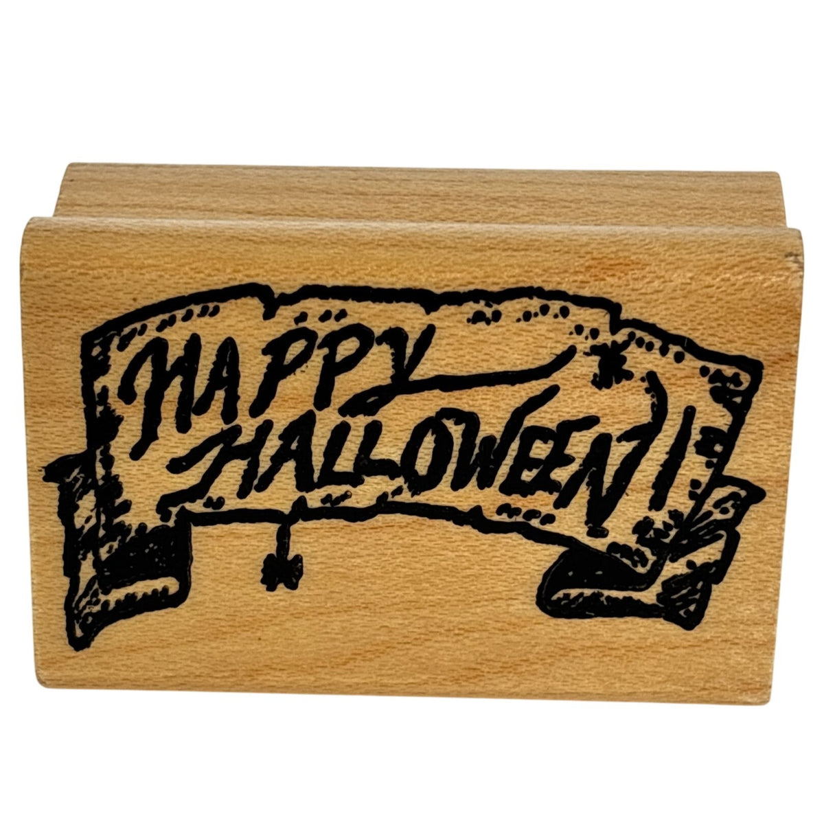 Hampton Art Rubber Stamp Happy Halloween Scroll Banner Spooky Card Making Words Greeting Small