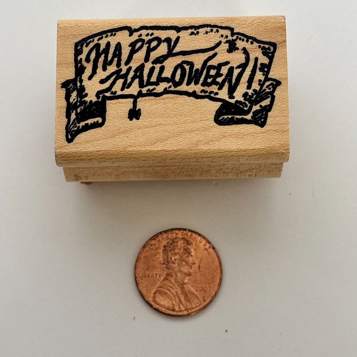 Hampton Art Rubber Stamp Happy Halloween Scroll Banner Spooky Card Making Words Greeting Small