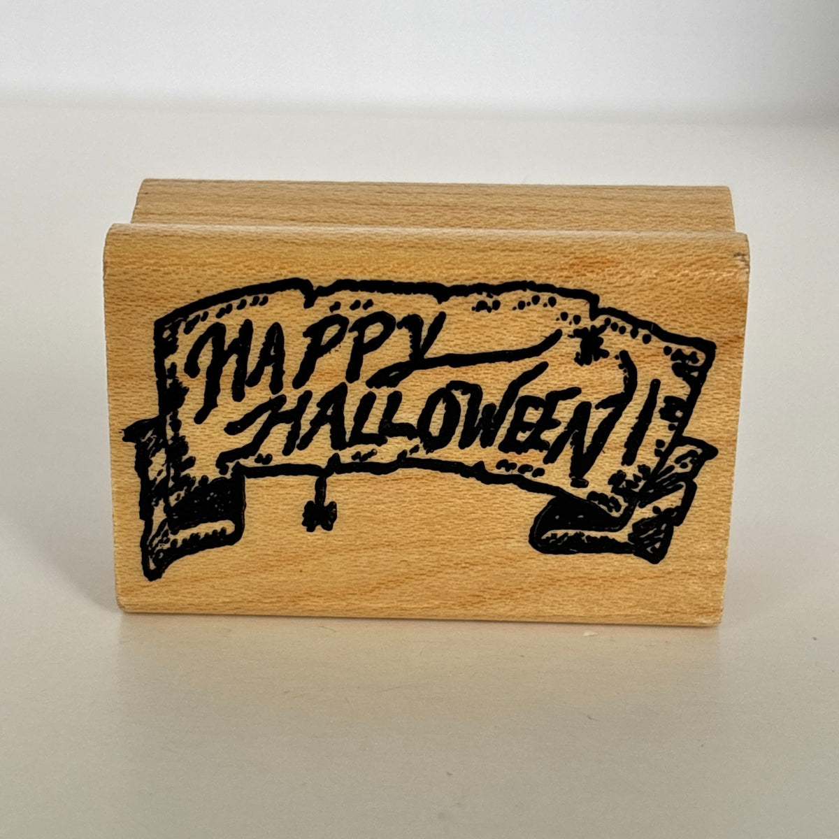 Hampton Art Rubber Stamp Happy Halloween Scroll Banner Spooky Card Making Words Greeting Small