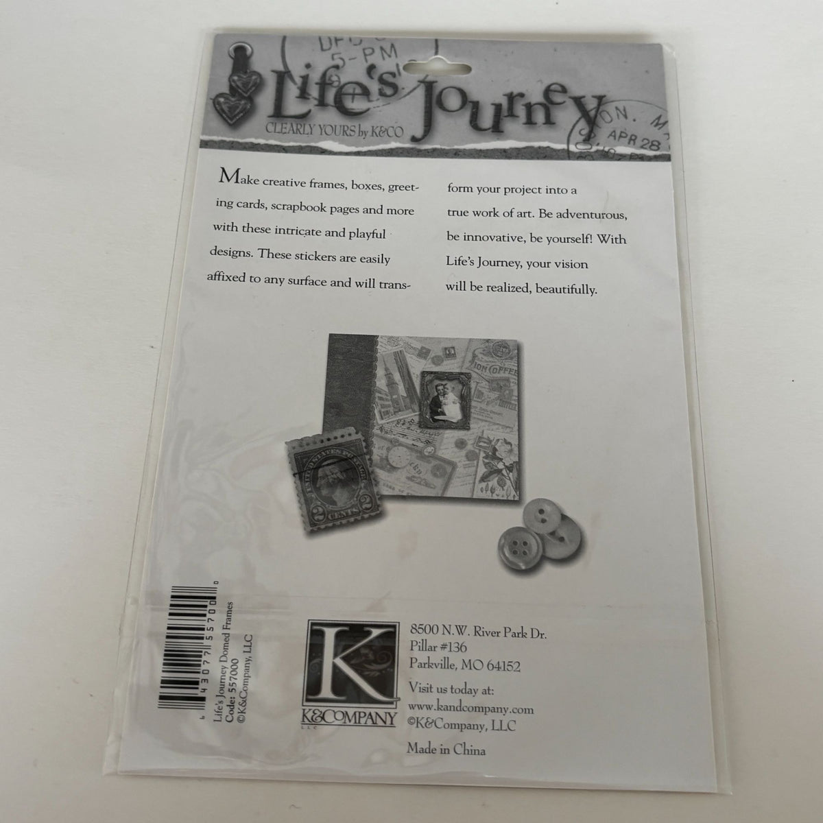 K&Company Lifes Journey Domed Frames Scrapbook Embellishments Stickers Crafts