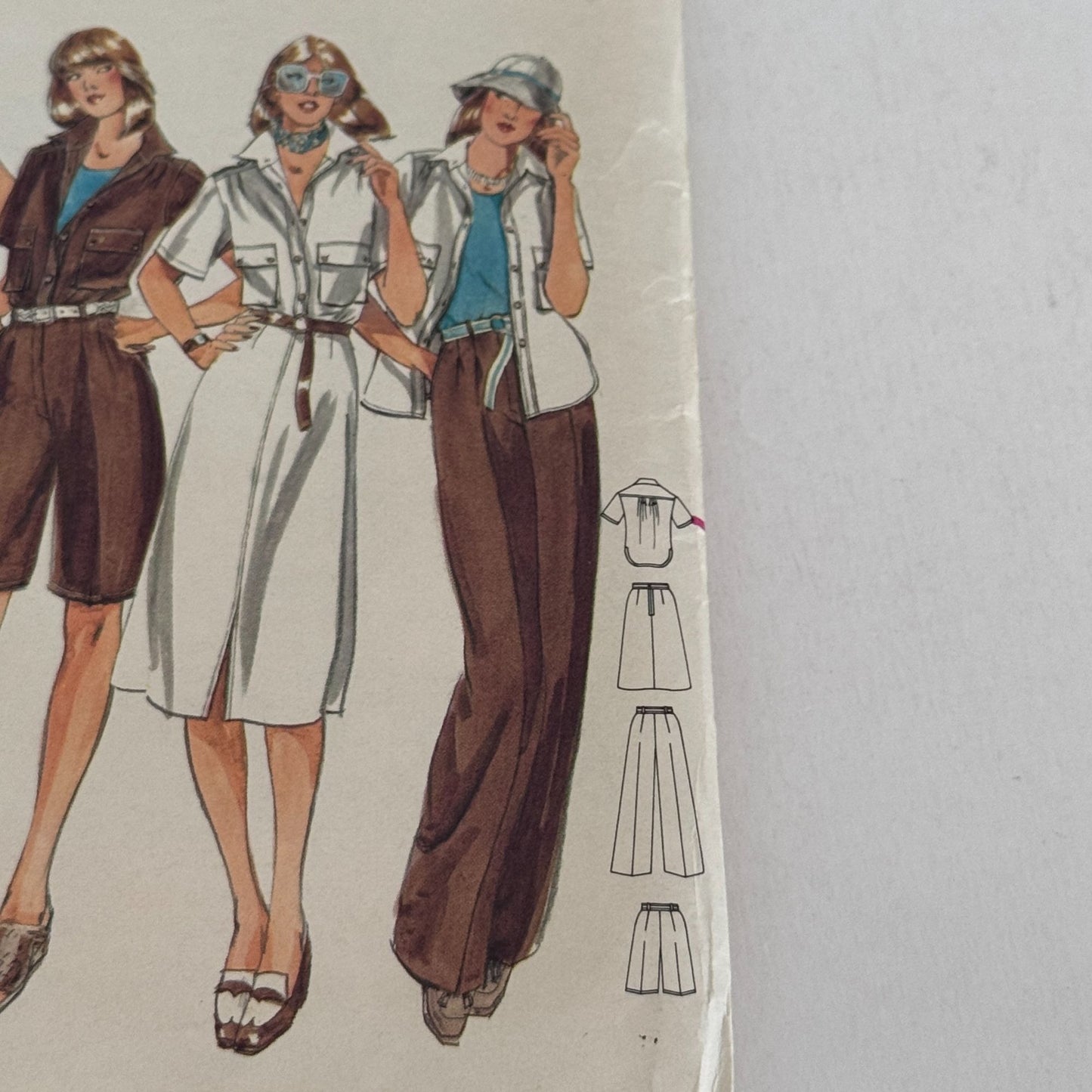 Butterick Sewing Pattern 5372 Safari Style Shirt Skirt Pants Shorts Vintage 1970s 12 Uncut