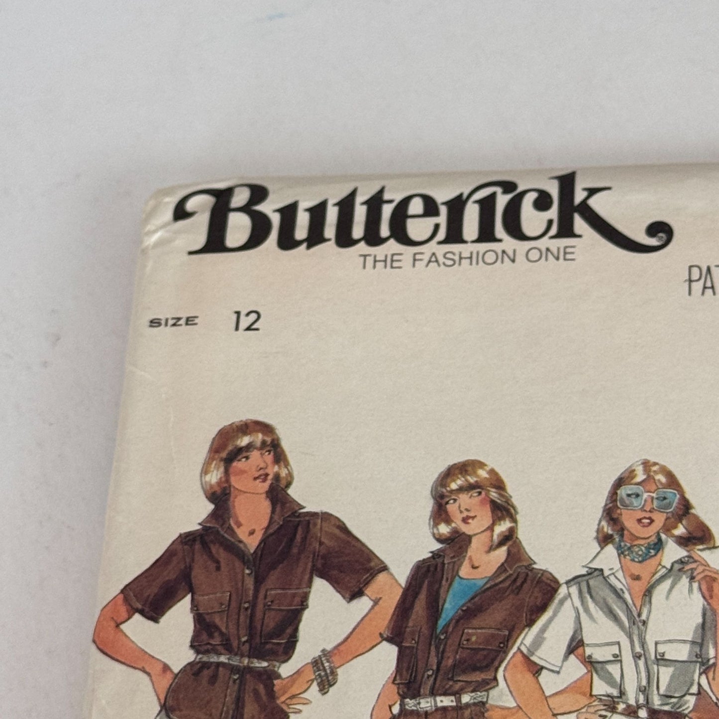 Butterick Sewing Pattern 5372 Safari Style Shirt Skirt Pants Shorts Vintage 1970s 12 Uncut
