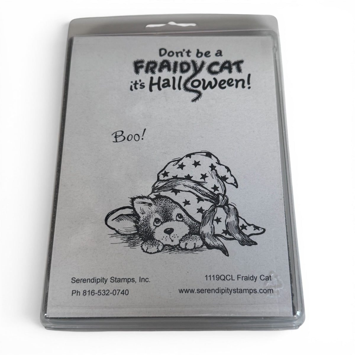 Serendipity Stamps Rubber Stamp Fraidy Cat Halloween Card Making Witch Hat Dog Funny Words