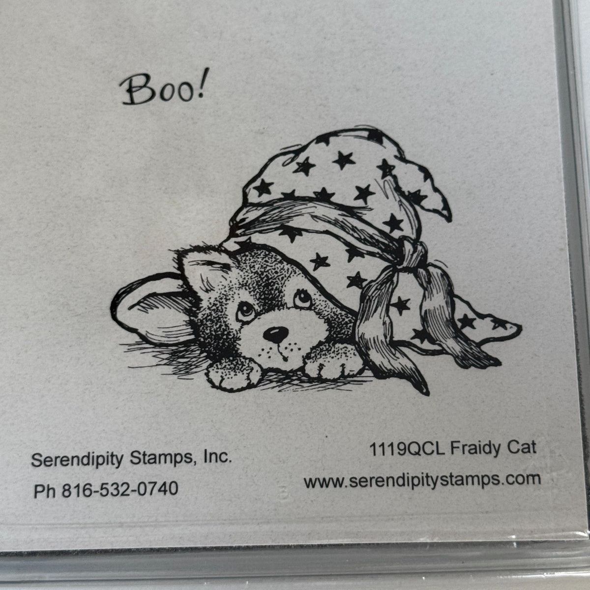 Serendipity Stamps Rubber Stamp Fraidy Cat Halloween Card Making Witch Hat Dog Funny Words