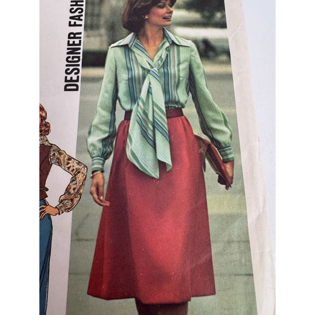 Simplicity Sewing Pattern 7296 Blouse Vest Skirt Pants Bias Scarf 1970s UC 12