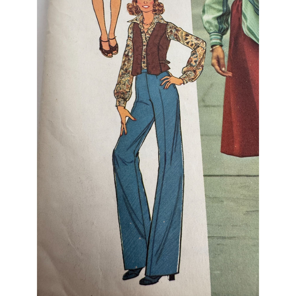 Simplicity Sewing Pattern 7296 Blouse Vest Skirt Pants Bias Scarf 1970s UC 12