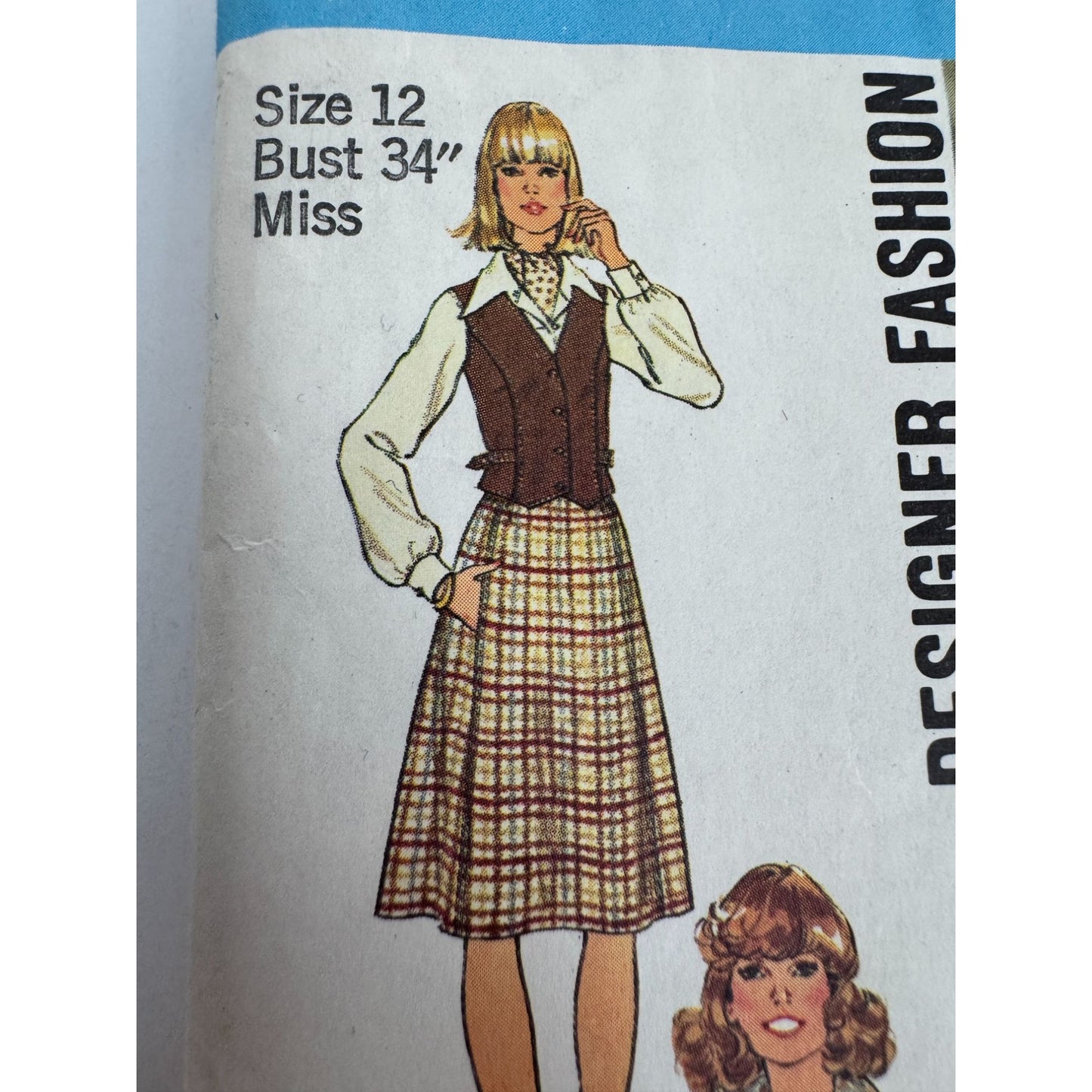 Simplicity Sewing Pattern 7296 Blouse Vest Skirt Pants Bias Scarf 1970s UC 12