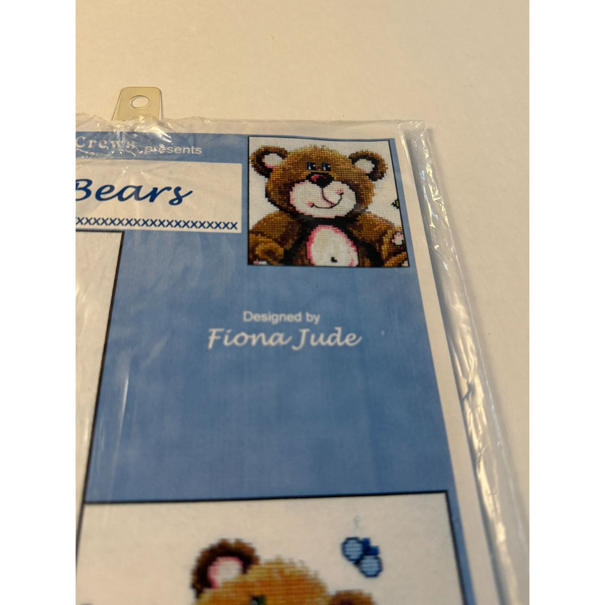 Jeanette Crews Cross Stitch Kit Butterfly Bears by Fiona Jude Baby Room Teddy
