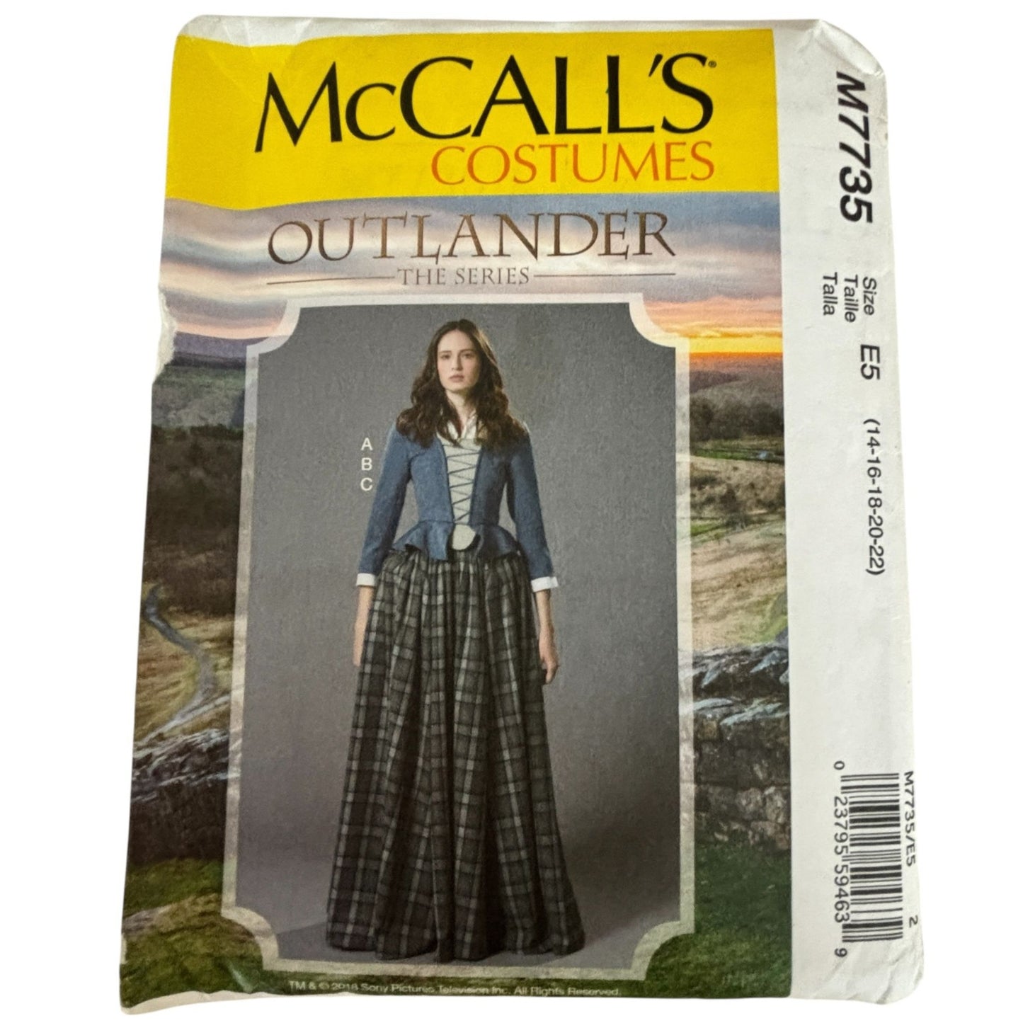 McCalls Sewing Pattern M7735 Outlander Costume Corset Historical Dress Cosplay 14-22 Uncut