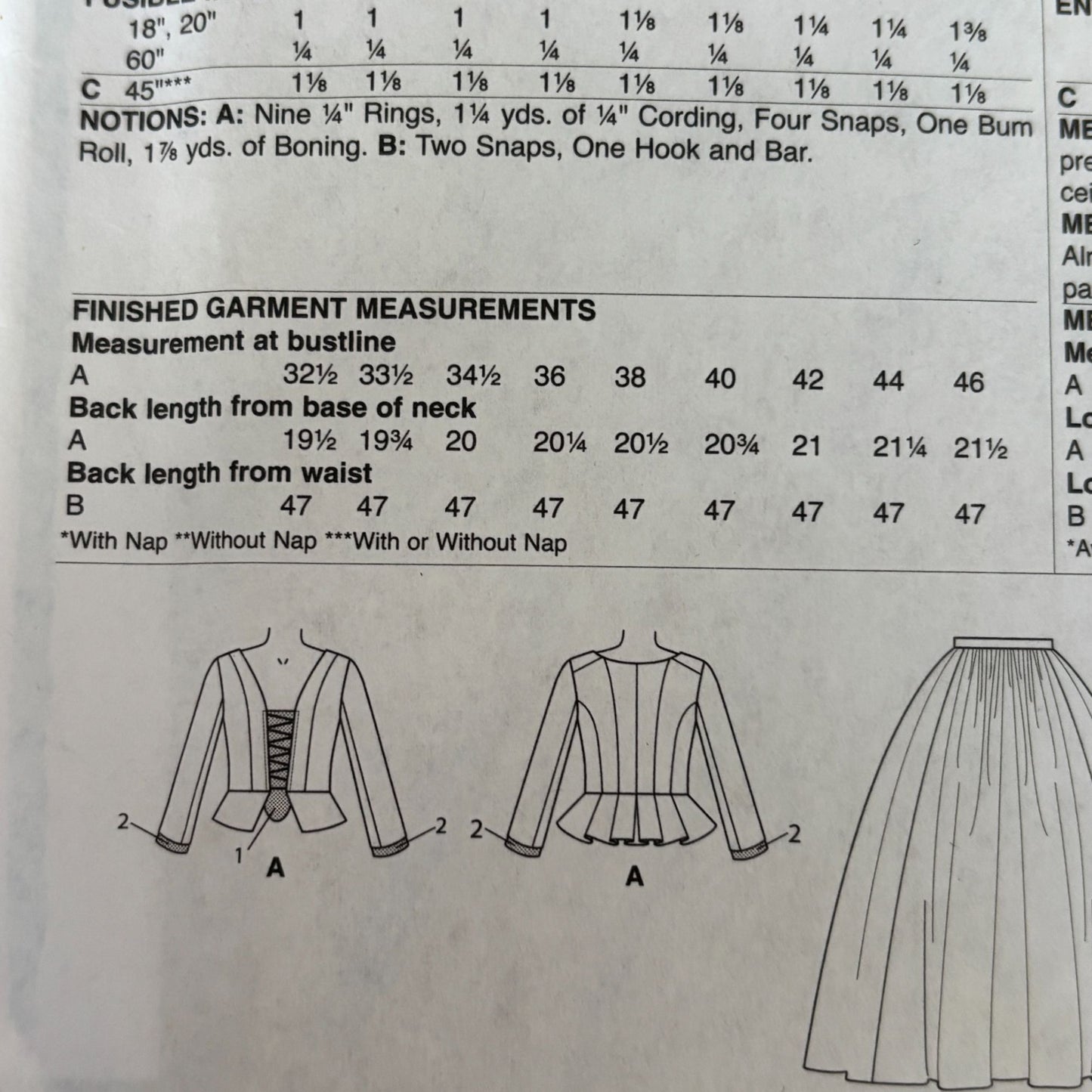 McCalls Sewing Pattern M7735 Outlander Costume Corset Historical Dress Cosplay 14-22 Uncut