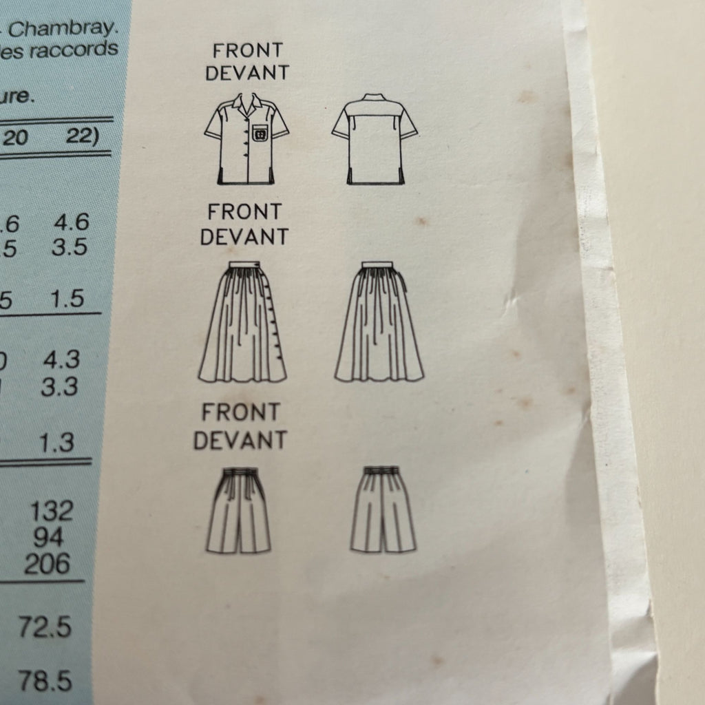 Butterick Sewing Pattern 6775 90s Shirt Dress Shorts Preppy Summer Outfit Skirt 6-10 Uncut