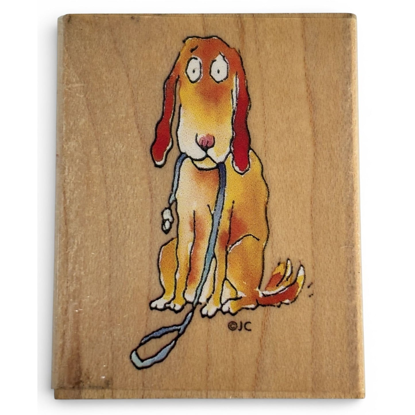 All Night Media Rubber Stamp Dog Walking Leash Pet Walkies Animal Wood Mounted