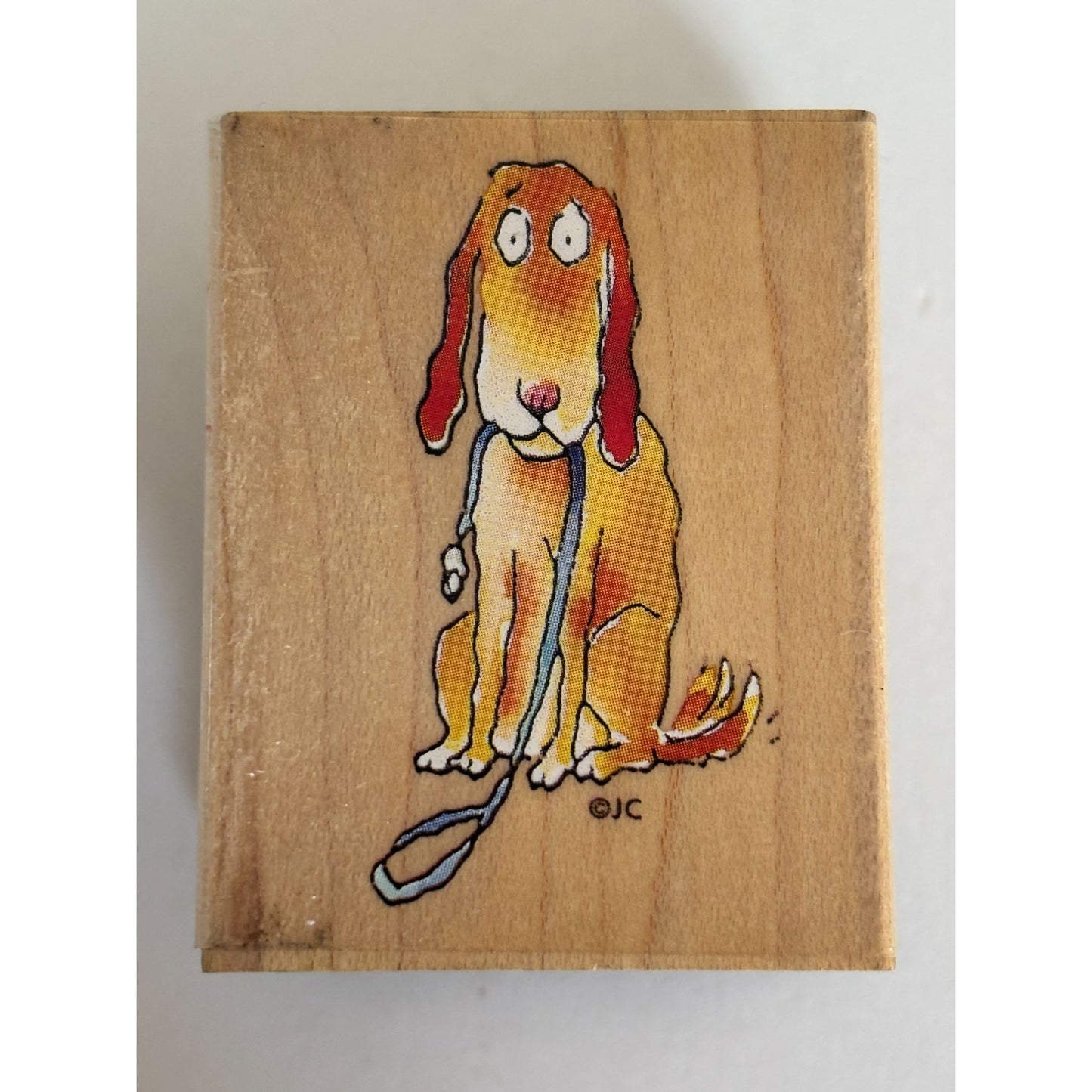 All Night Media Rubber Stamp Dog Walking Leash Pet Walkies Animal Wood Mounted