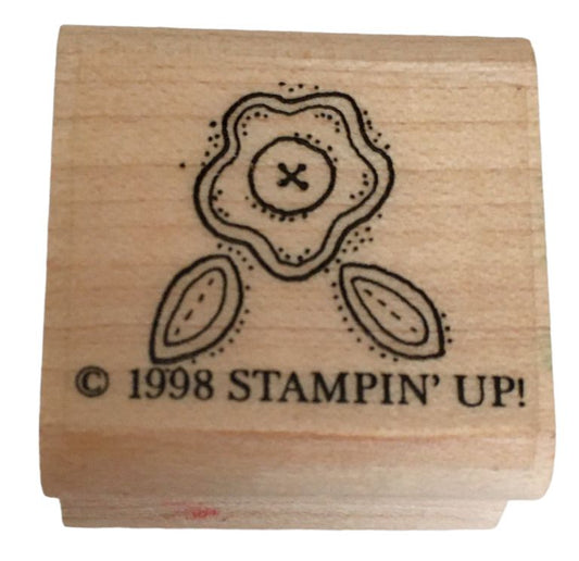 Stampin Up Rubber Stamp Flower with Button Country Nature Tiny Small Card Making