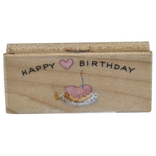 All Night Media Rubber Stamp Heart Cake Happy Birthday Candle Susan Branch Craft