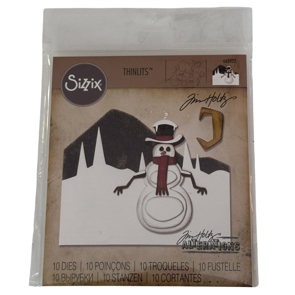 Sizzix Thinlits Tim Holtz Alterations Snowman Scene Die Set Christmas Cardmaking Winter Holidays 662422