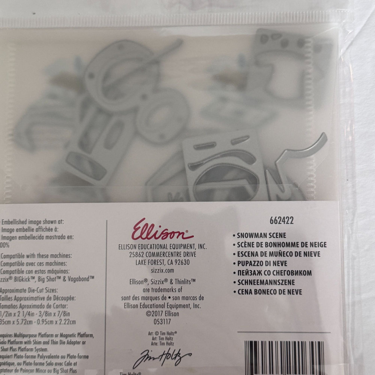 Sizzix Thinlits Tim Holtz Alterations Snowman Scene Die Set Christmas Cardmaking Winter Holidays 662422