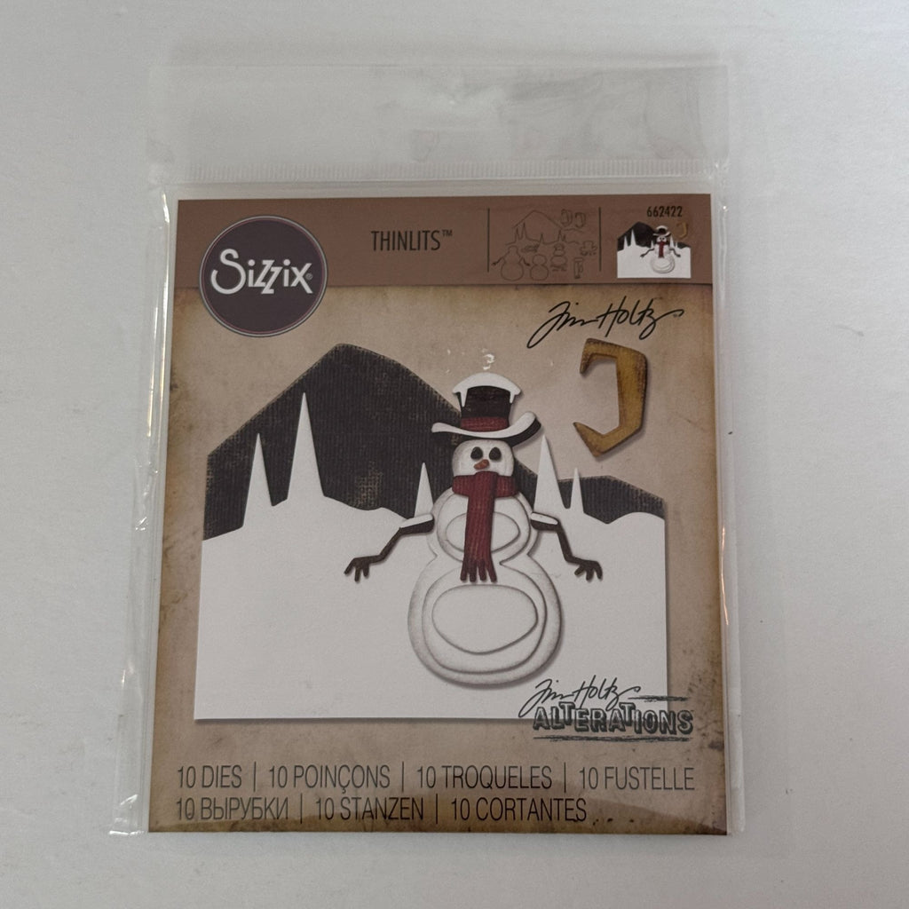 Sizzix Thinlits Tim Holtz Alterations Snowman Scene Die Set Christmas Cardmaking Winter Holidays 662422
