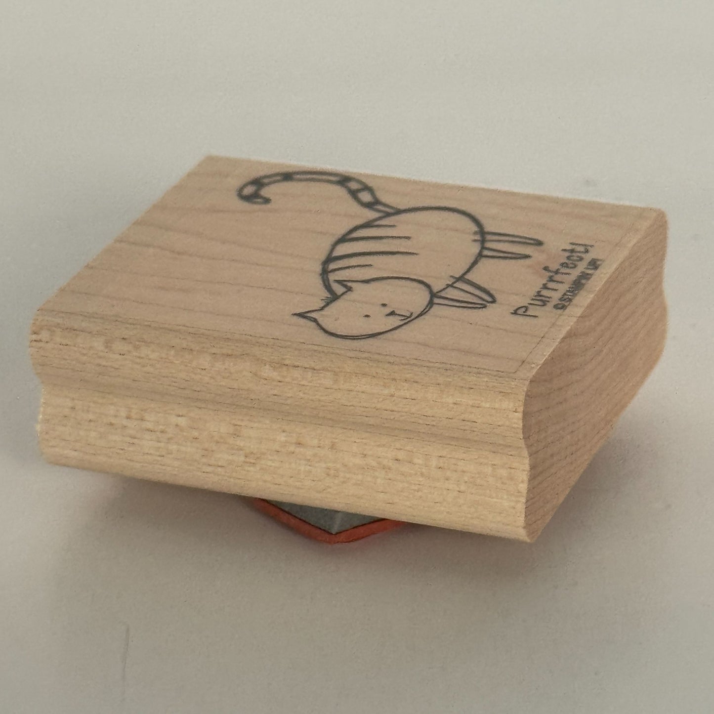 Stampin Up Wood Rubber Stamp Cat Pun Purrrfect Perfect Card Making Words Funny