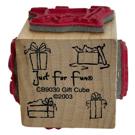 Just for Fun Rubber Stamp Gift Cube Birthday Present Tag Card Making Holidays