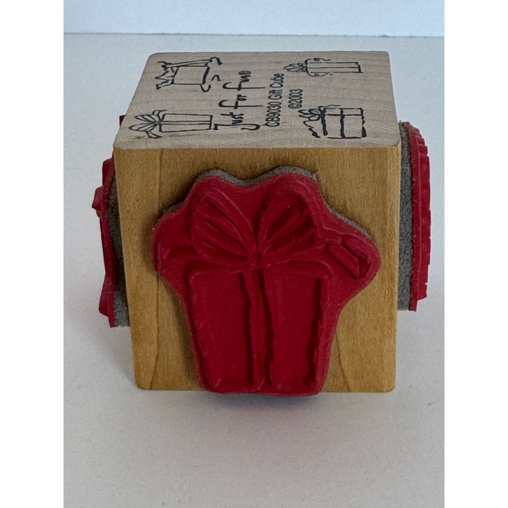 Just for Fun Rubber Stamp Gift Cube Birthday Present Tag Card Making Holidays