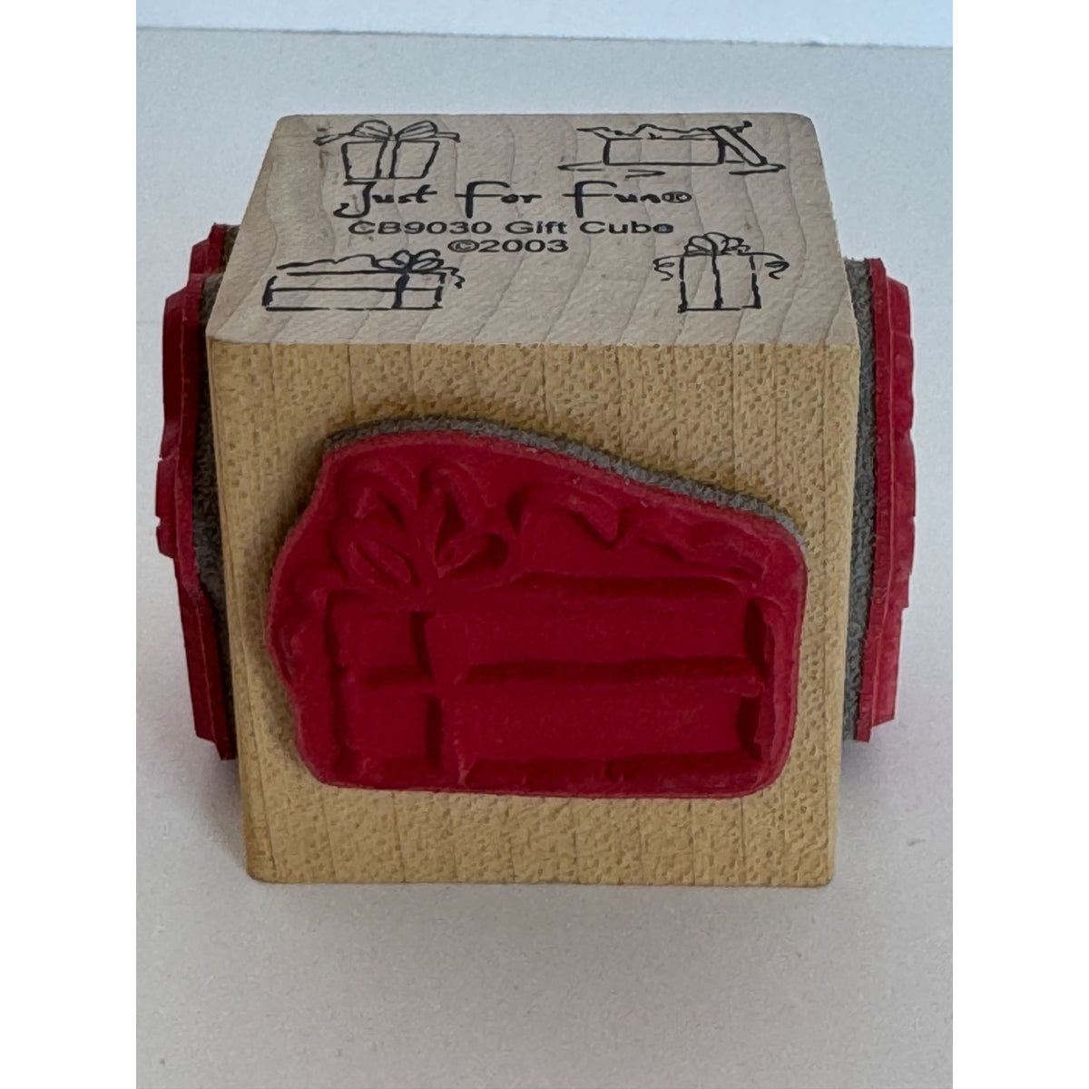 Just for Fun Rubber Stamp Gift Cube Birthday Present Tag Card Making Holidays