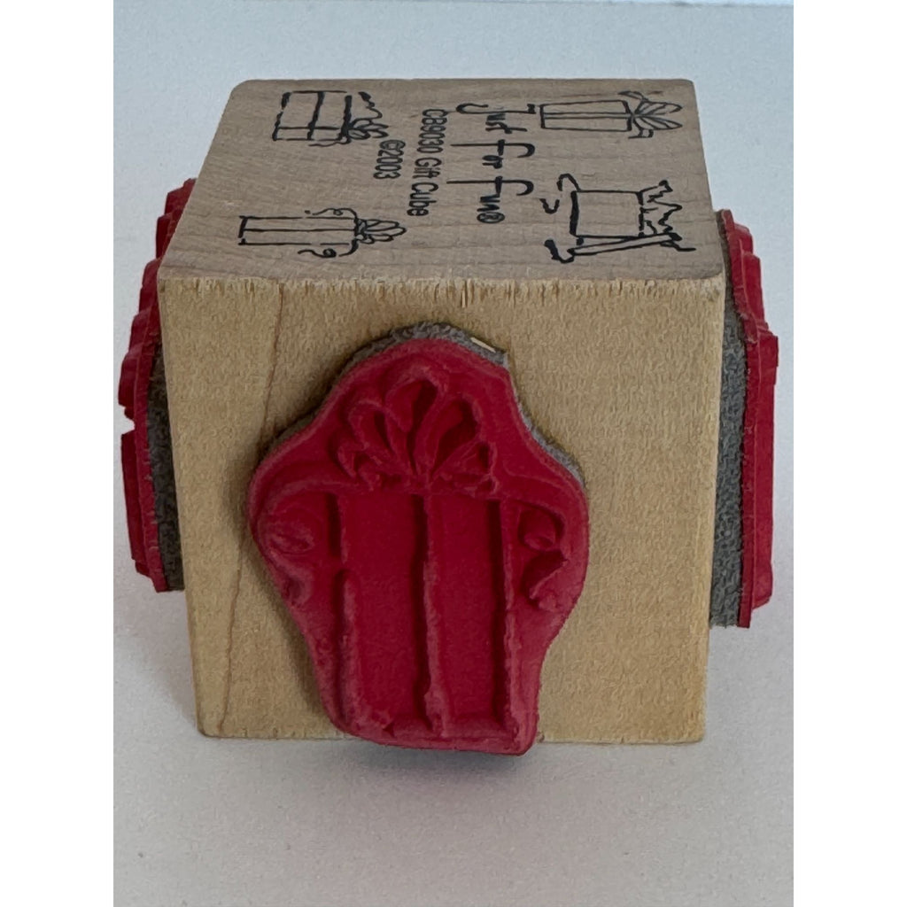 Just for Fun Rubber Stamp Gift Cube Birthday Present Tag Card Making Holidays