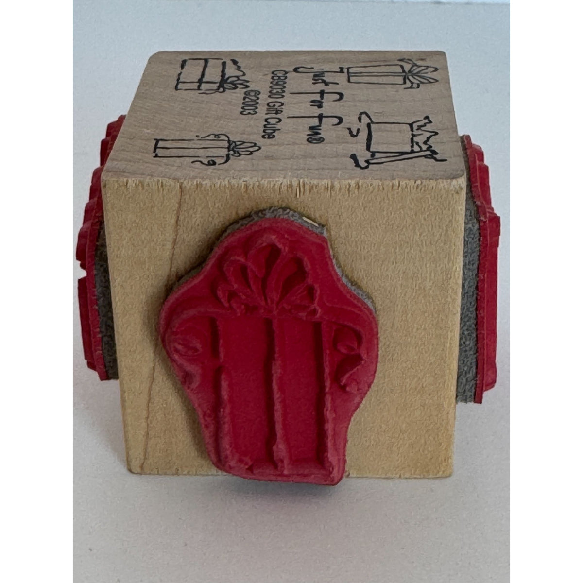 Just for Fun Rubber Stamp Gift Cube Birthday Present Tag Card Making Holidays