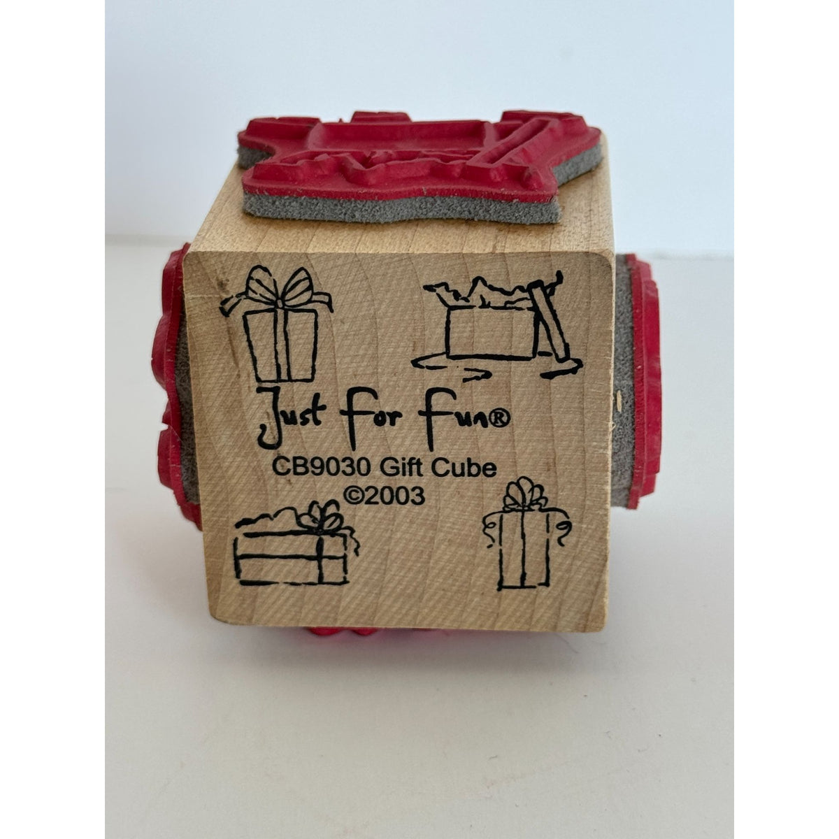 Just for Fun Rubber Stamp Gift Cube Birthday Present Tag Card Making Holidays