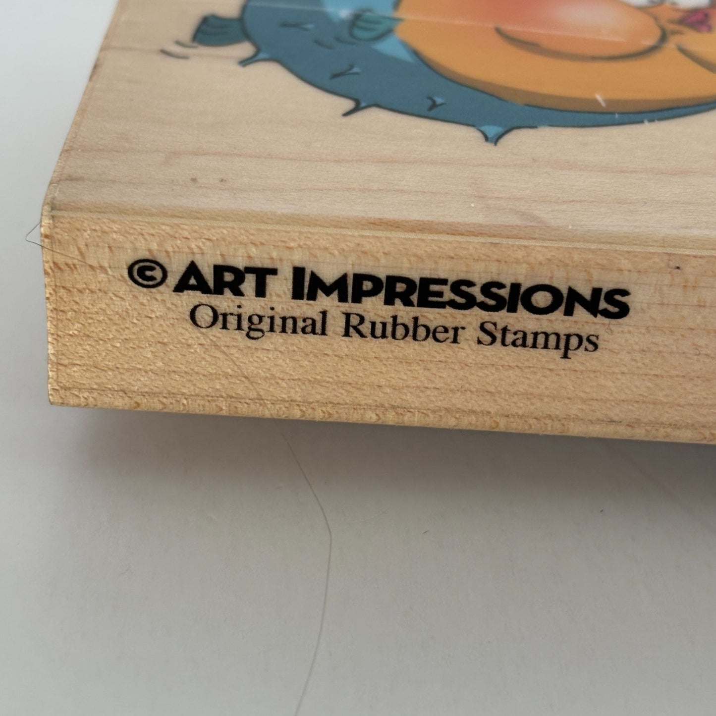 Art Impressions Rubber Stamp Deep Breath Birthday Fish Blowing Cake Candle 4595