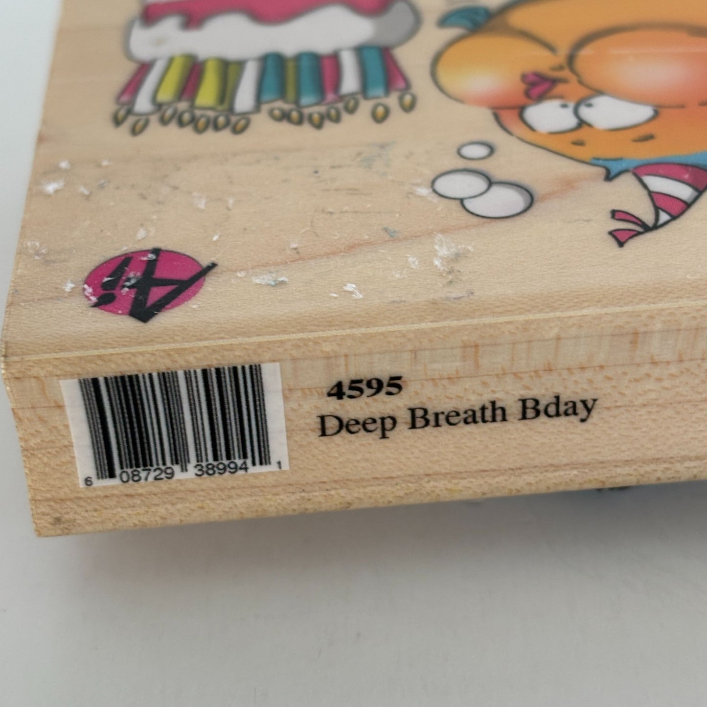 Art Impressions Rubber Stamp Deep Breath Birthday Fish Blowing Cake Candle 4595