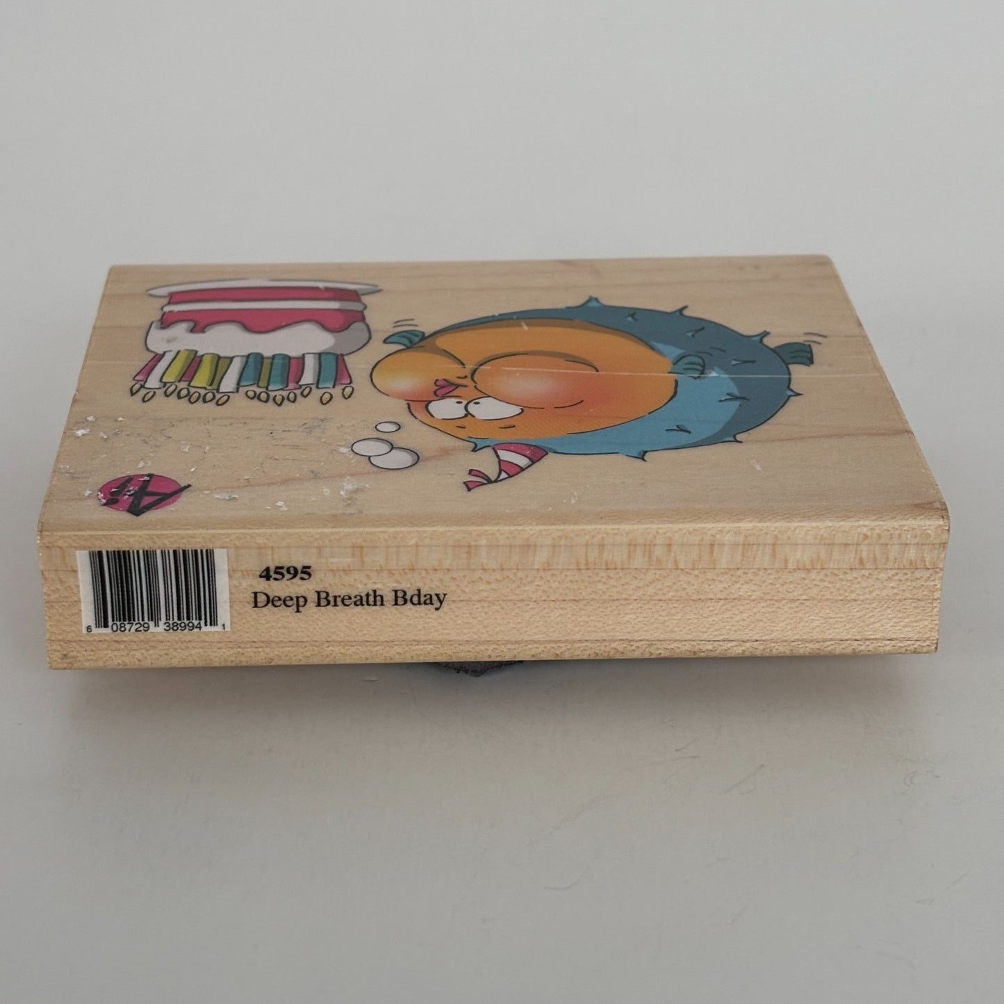 Art Impressions Rubber Stamp Deep Breath Birthday Fish Blowing Cake Candle 4595