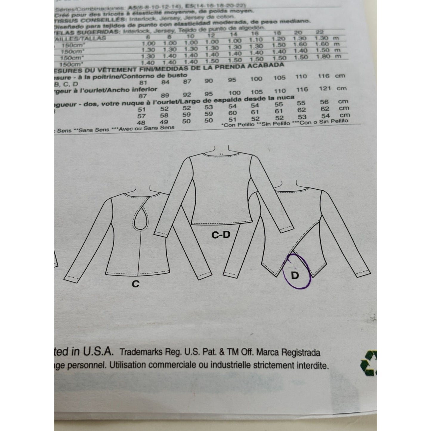 McCalls Sewing Pattern M7127 Tops Shirts Wrap Style 14-22 Uncut Easy Sleeveless