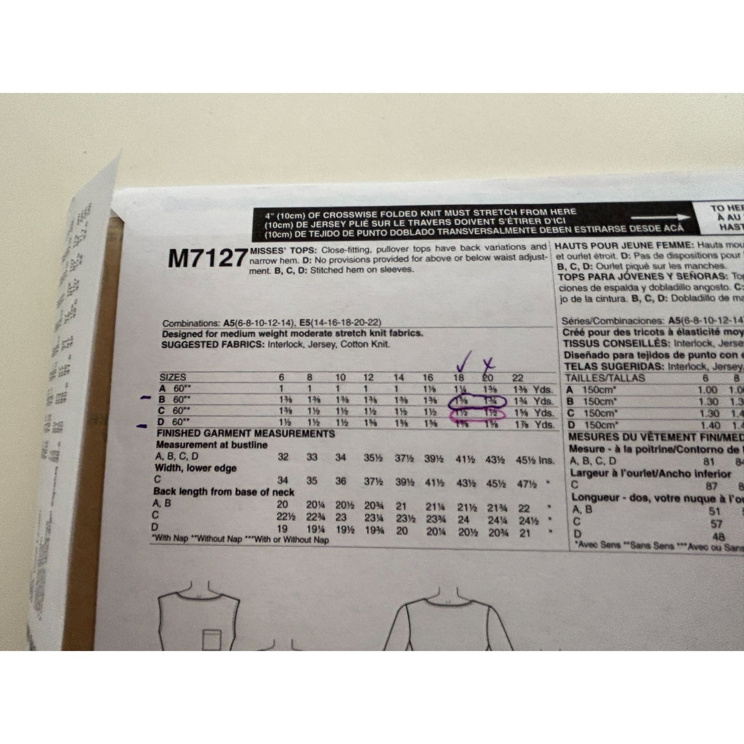 McCalls Sewing Pattern M7127 Tops Shirts Wrap Style 14-22 Uncut Easy Sleeveless