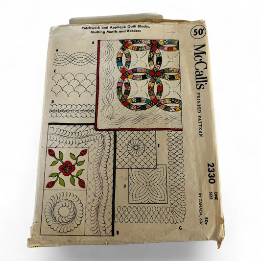 McCalls 2330 Quilt Blocks Pattern Patchwork Applique Motifs Borders 50s 1959 Mid Century Sewing