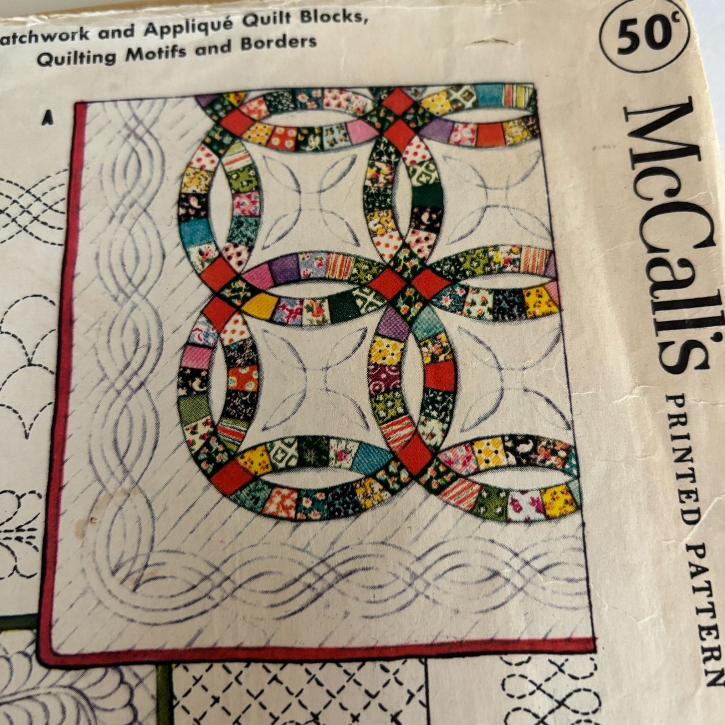 McCalls 2330 Quilt Blocks Pattern Patchwork Applique Motifs Borders 50s 1959 Mid Century Sewing