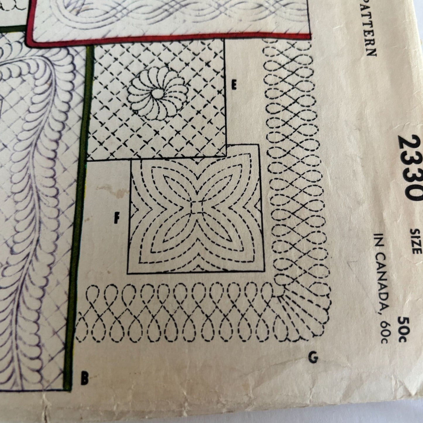 McCalls 2330 Quilt Blocks Pattern Patchwork Applique Motifs Borders 50s 1959 Mid Century Sewing